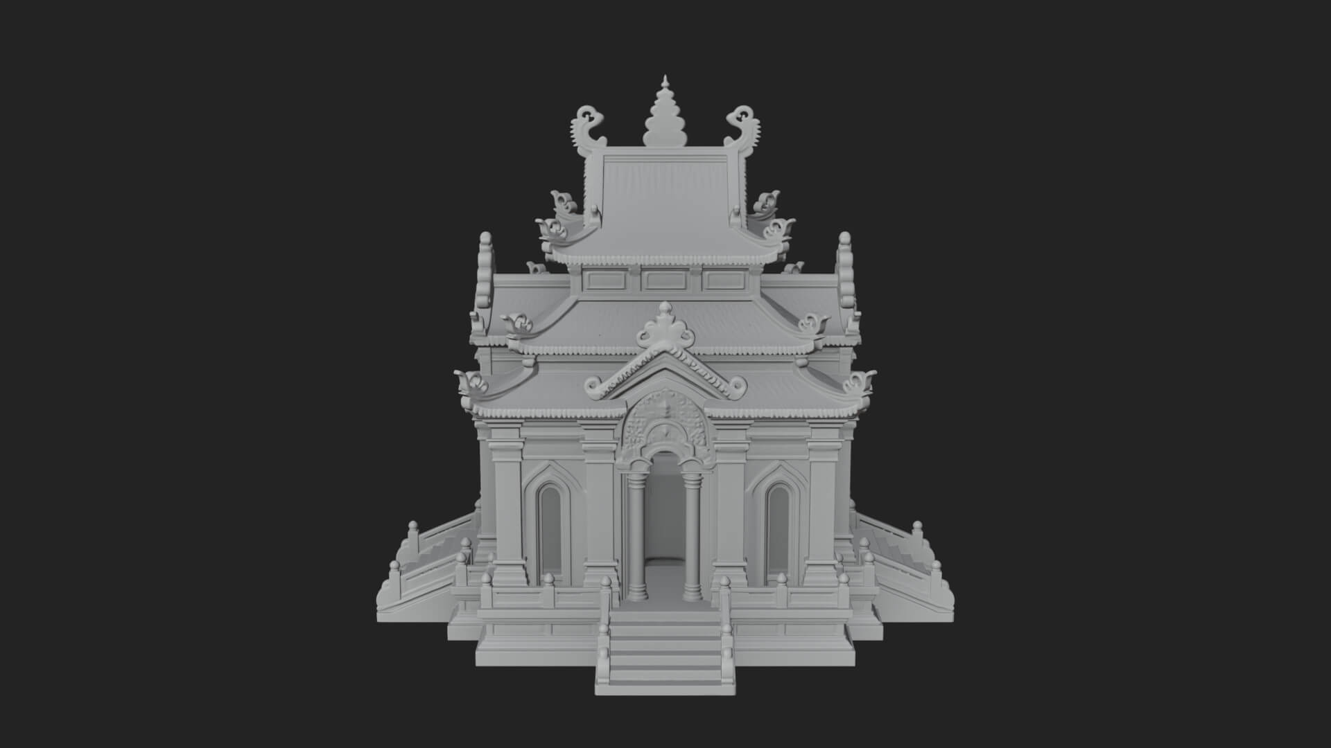 Stepped Shrine Temple Design 2 3D Print Model 3D Model