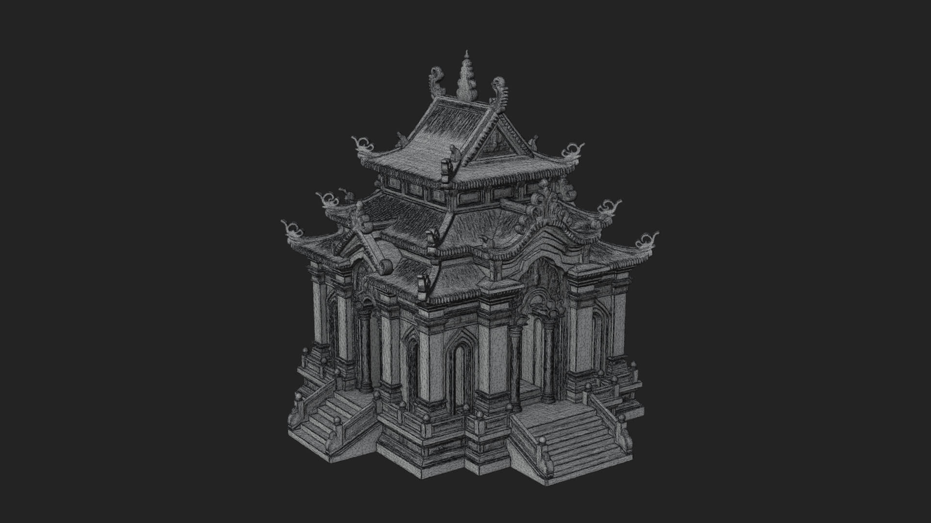 Stepped Shrine Temple Design 2 3D Print Model 3D Model