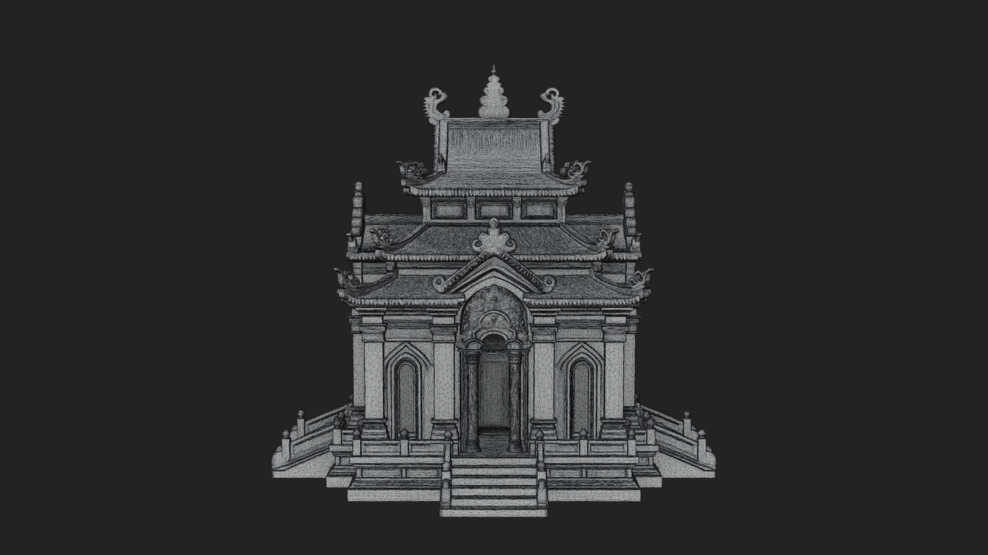 Stepped Shrine Temple Design 2 3D Print Model 3D Model