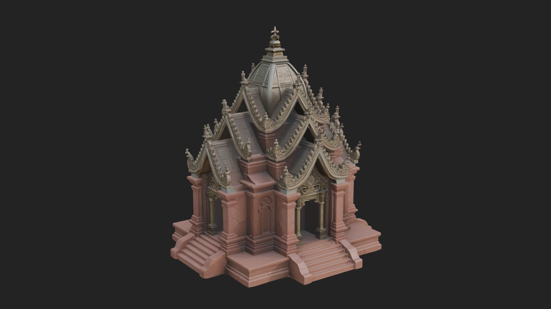 Stepped Shrine Temple Design 3 3D Print Model 3D Model