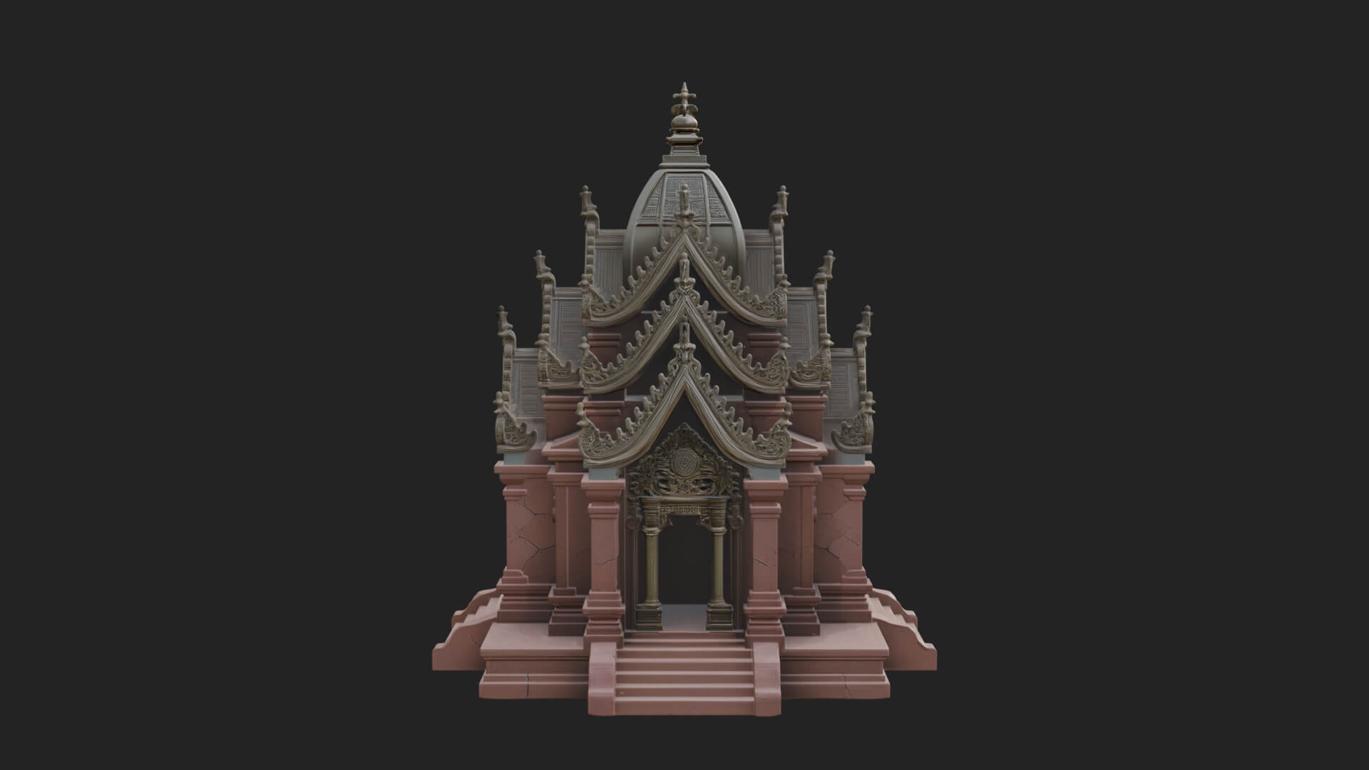 Stepped Shrine Temple Design 3 3D Print Model 3D Model