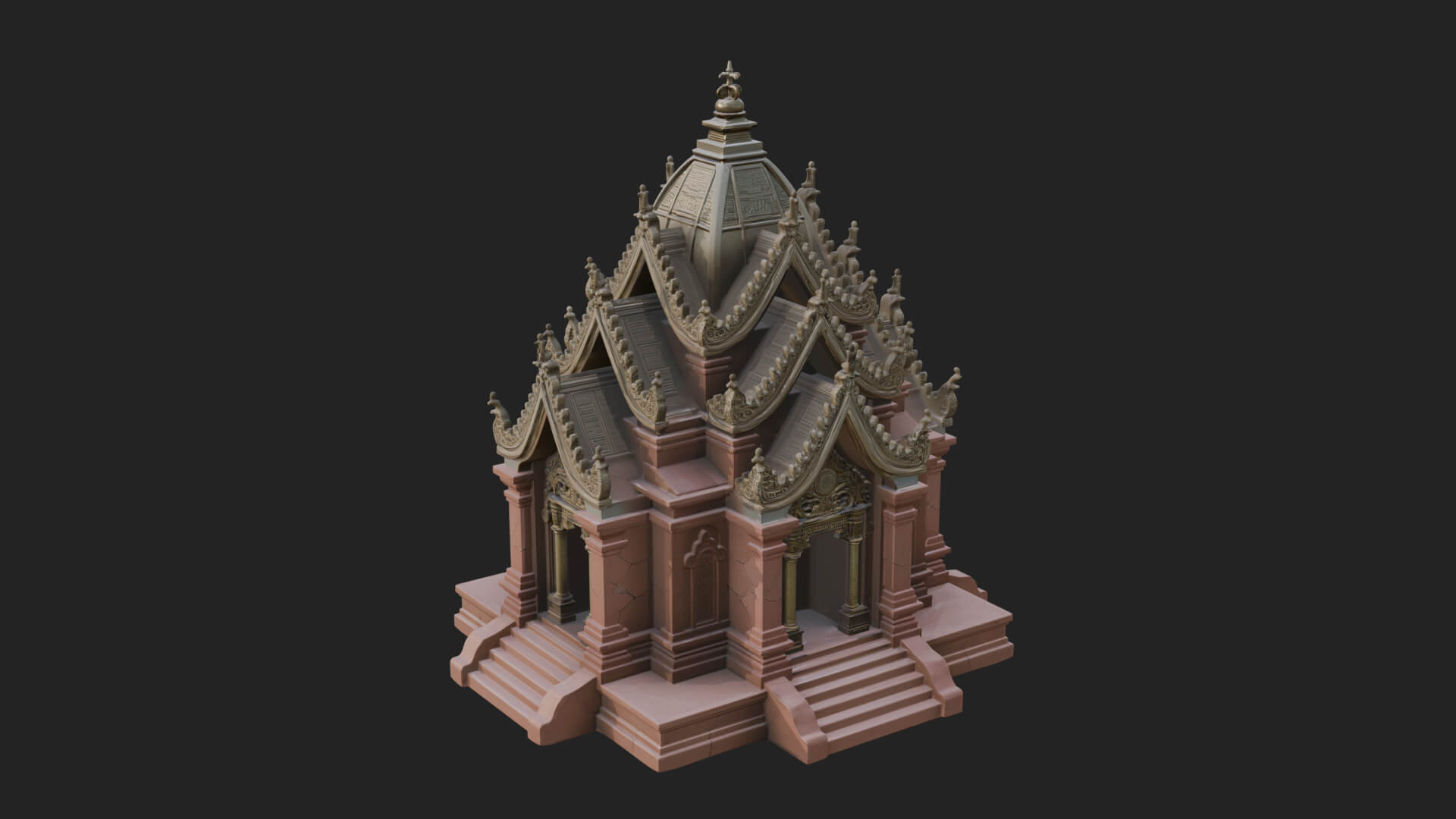 Stepped Shrine Temple Design 3 3D Print Model 3D Model