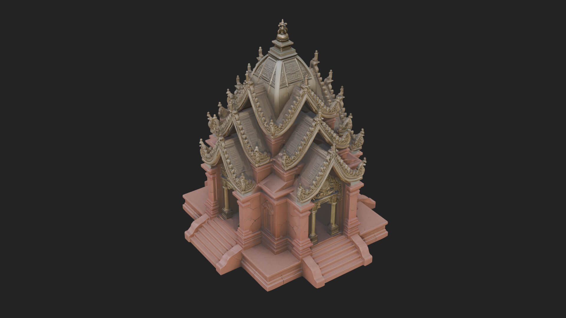 Stepped Shrine Temple Design 3 3D Print Model 3D Model