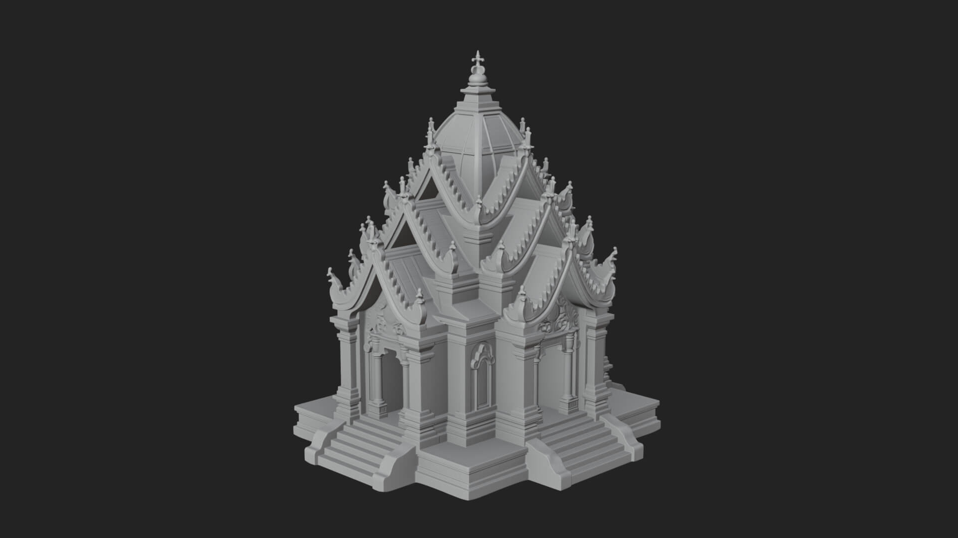 Stepped Shrine Temple Design 3 3D Print Model 3D Model