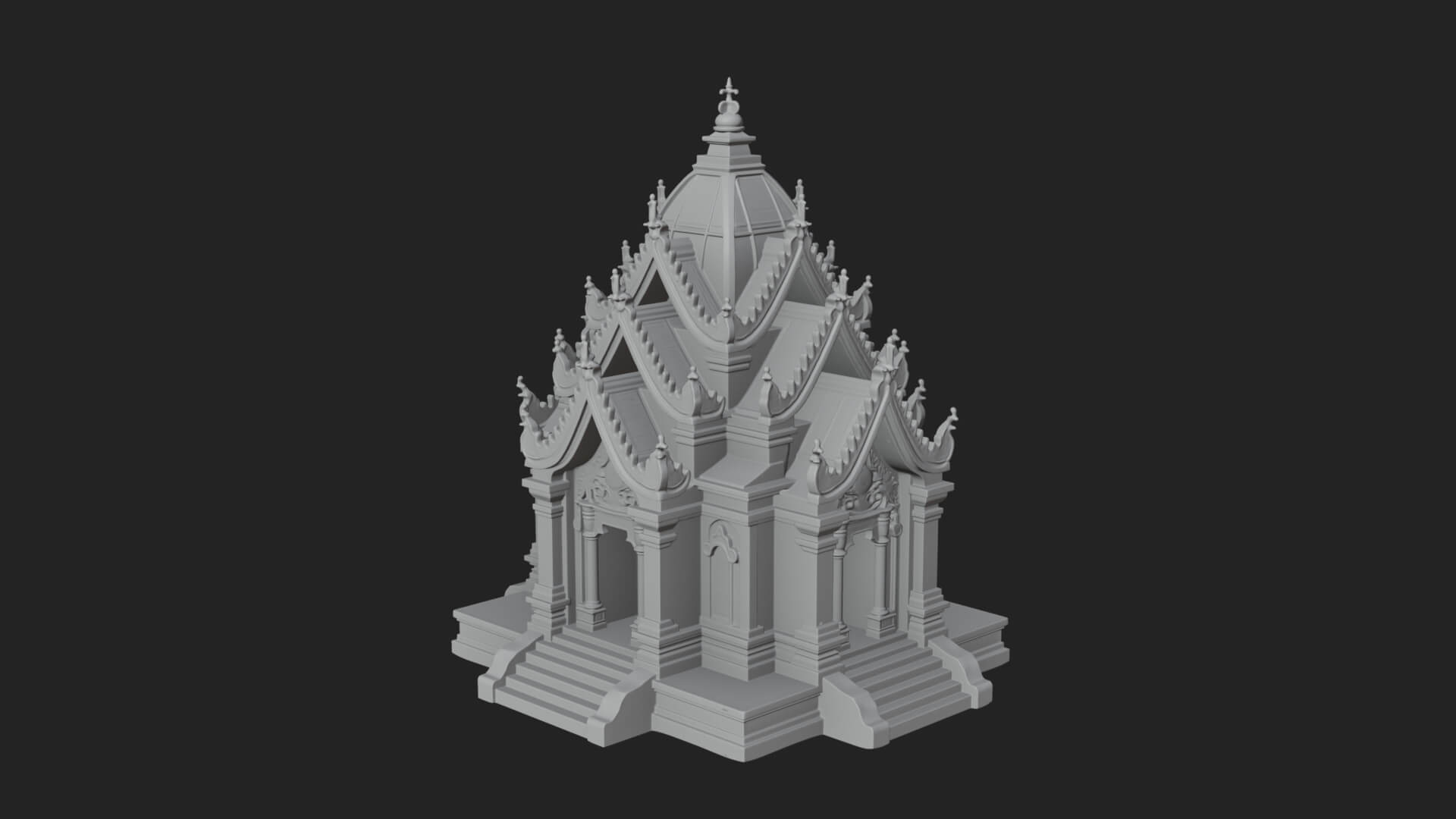 Stepped Shrine Temple Design 3 3D Print Model 3D Model