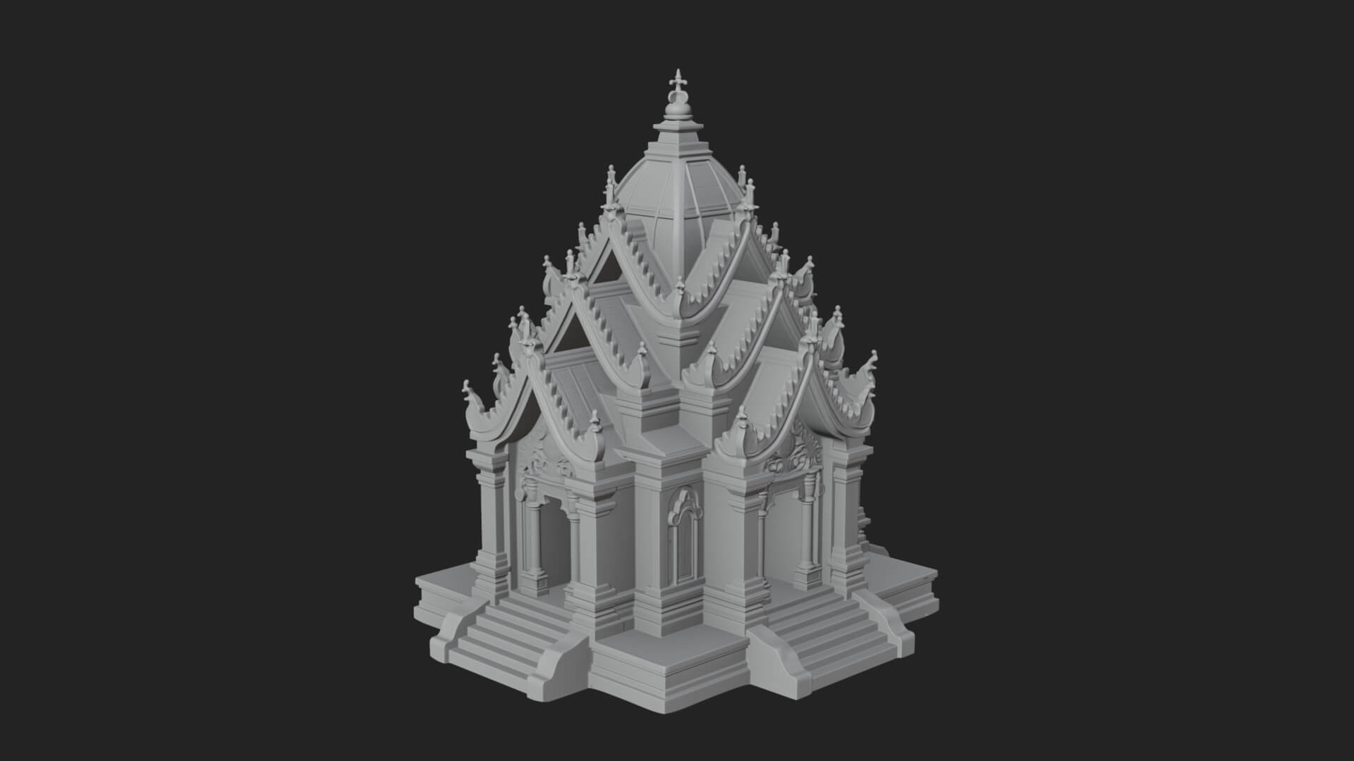 Stepped Shrine Temple Design 3 3D Print Model 3D Model