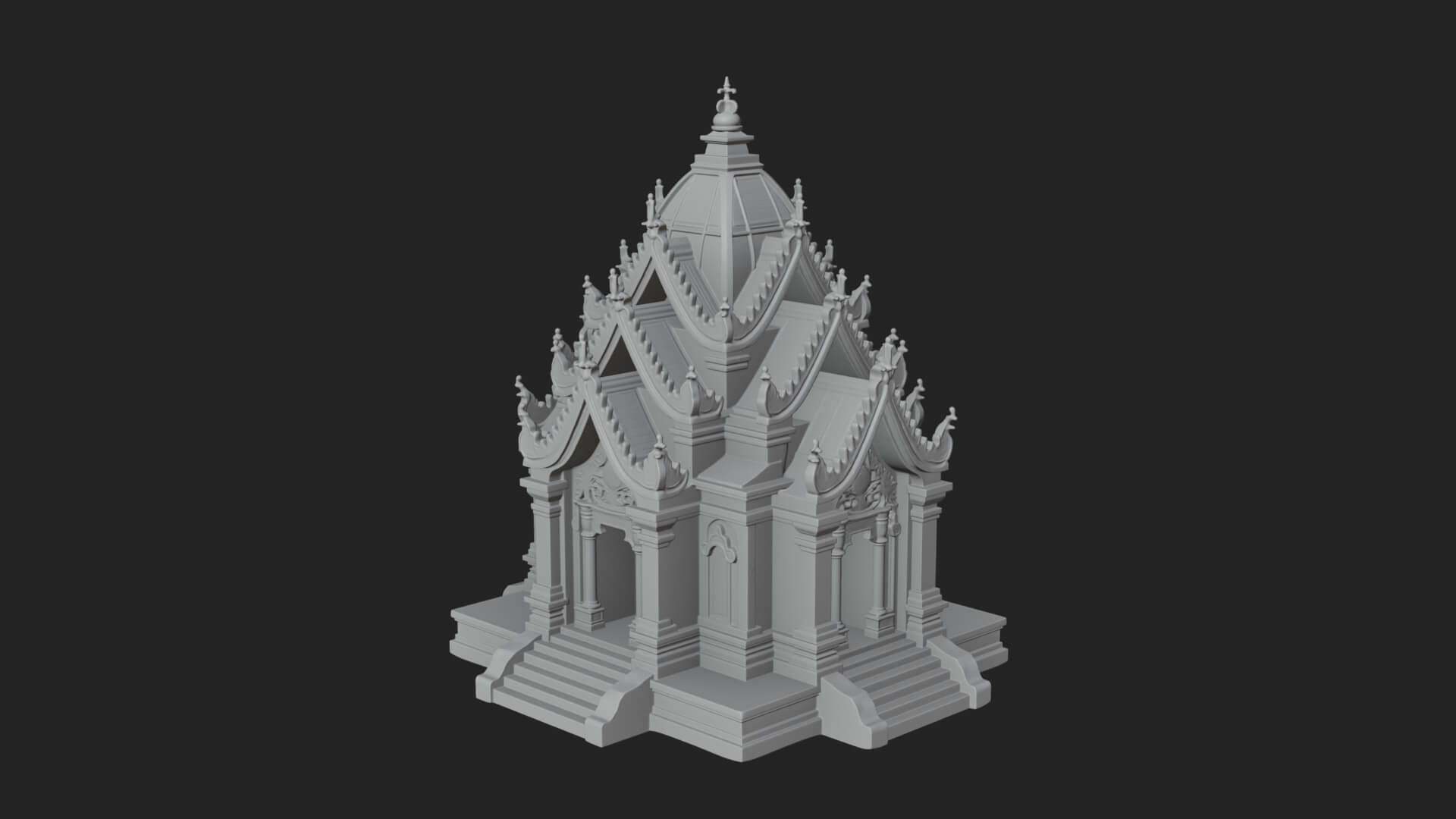Stepped Shrine Temple Design 3 3D Print Model 3D Model