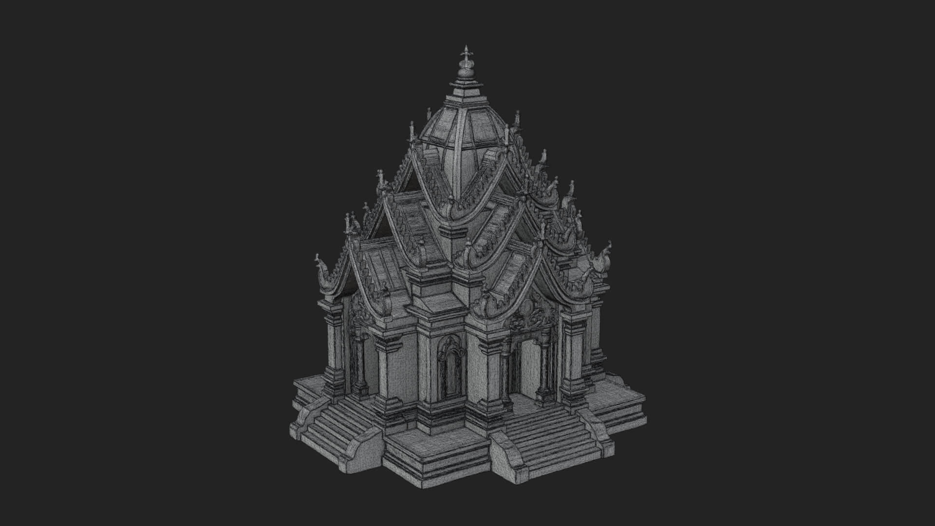 Stepped Shrine Temple Design 3 3D Print Model 3D Model