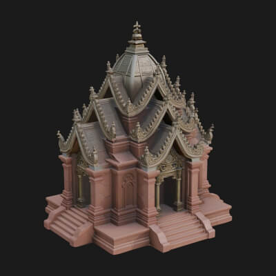 Stepped Shrine Temple Design 3 3D Print Model