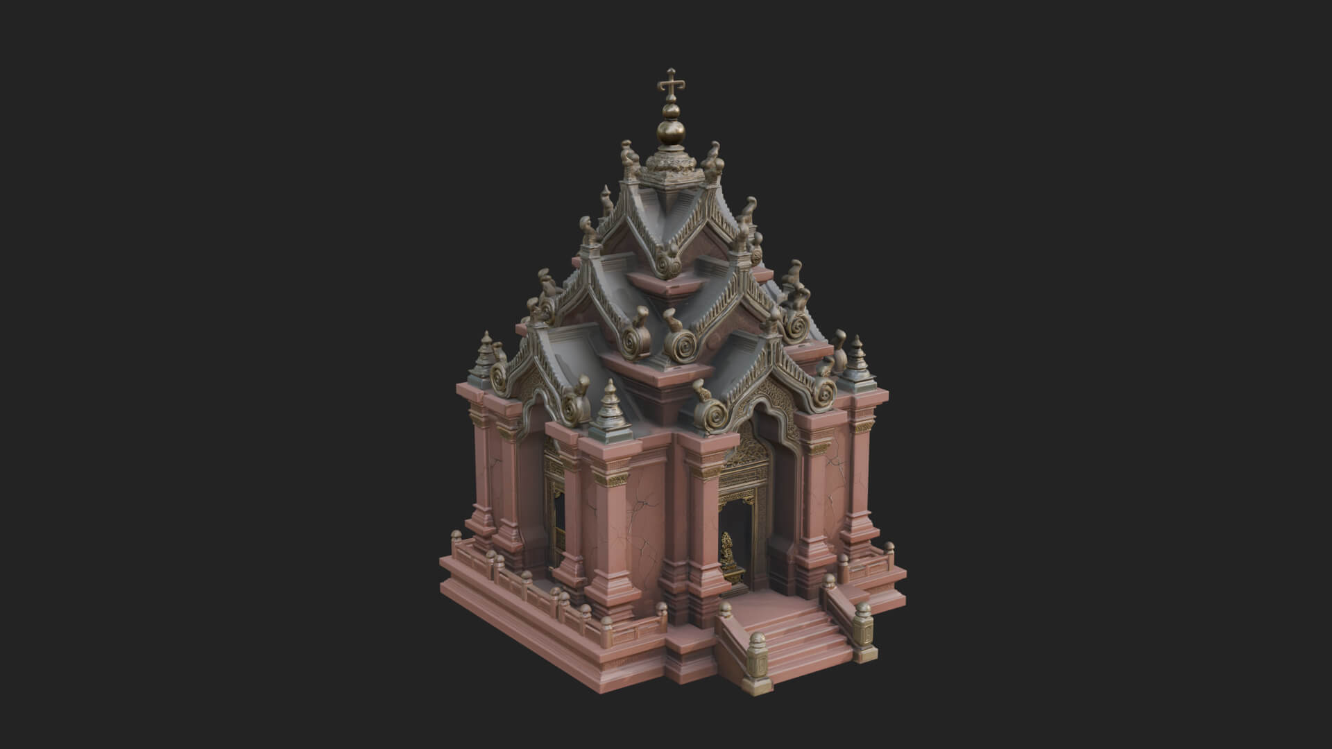 Stepped Shrine Temple Design 4 3D Print Model 3D Model