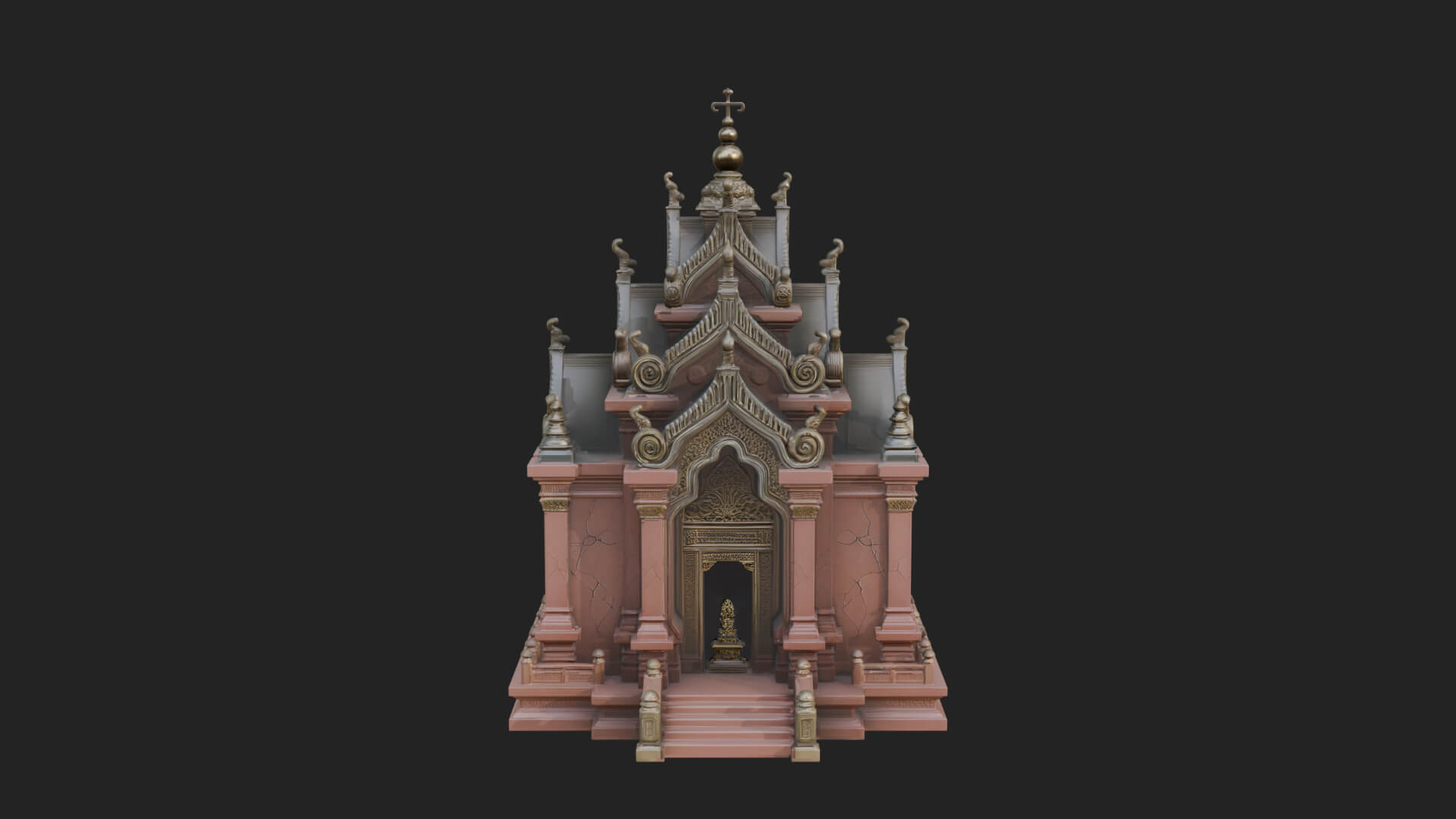 Stepped Shrine Temple Design 4 3D Print Model 3D Model