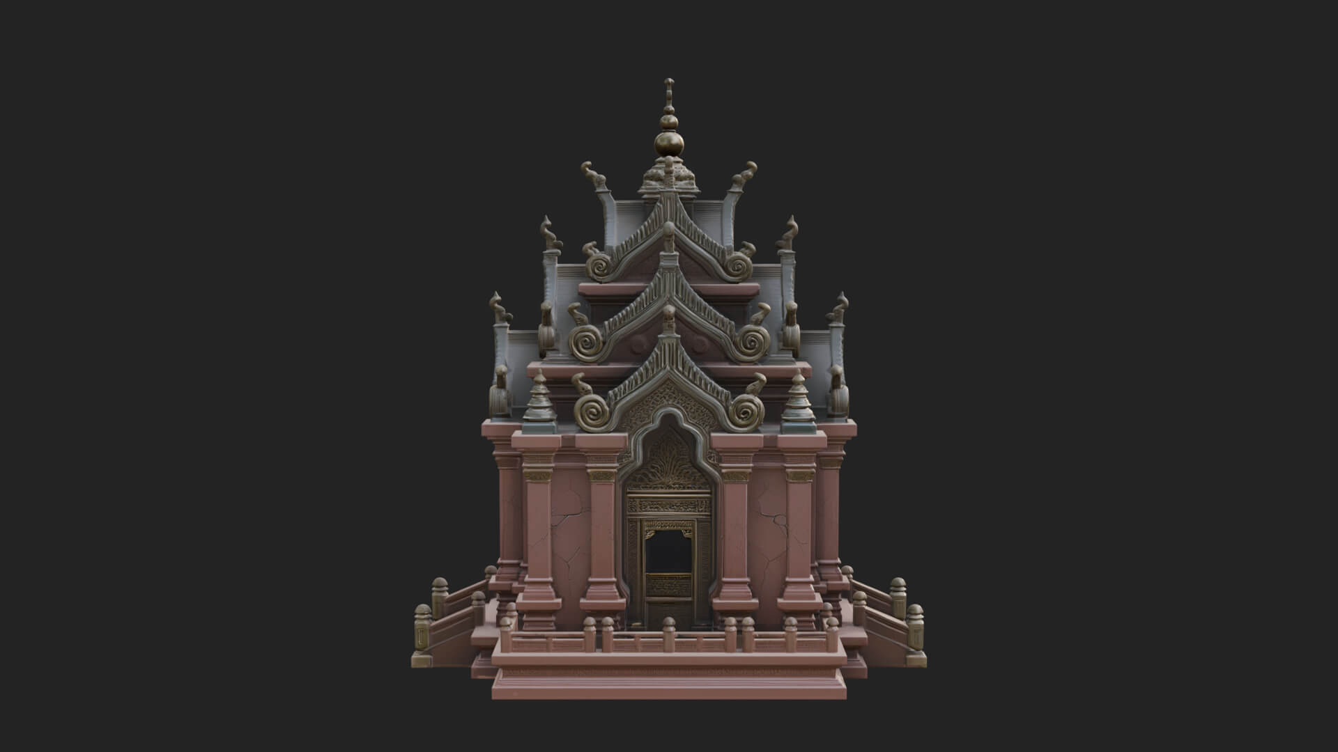Stepped Shrine Temple Design 4 3D Print Model 3D Model