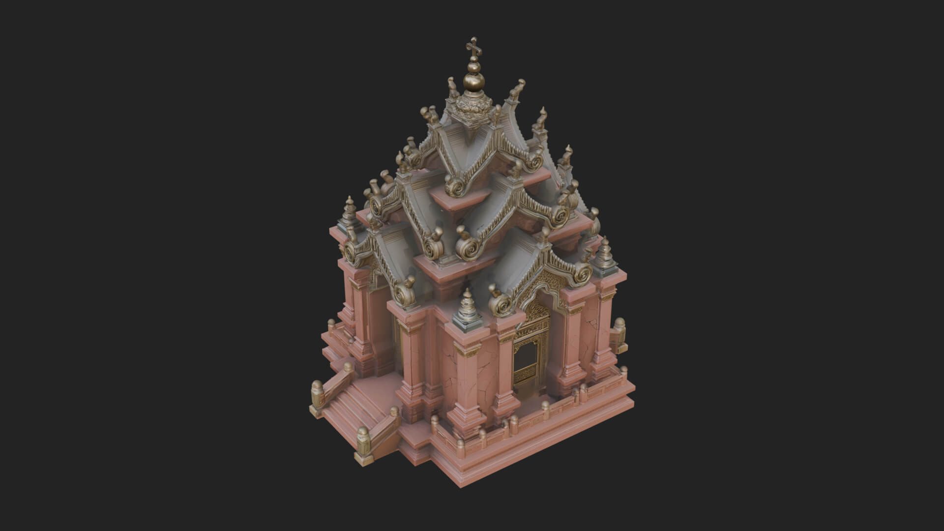 Stepped Shrine Temple Design 4 3D Print Model 3D Model