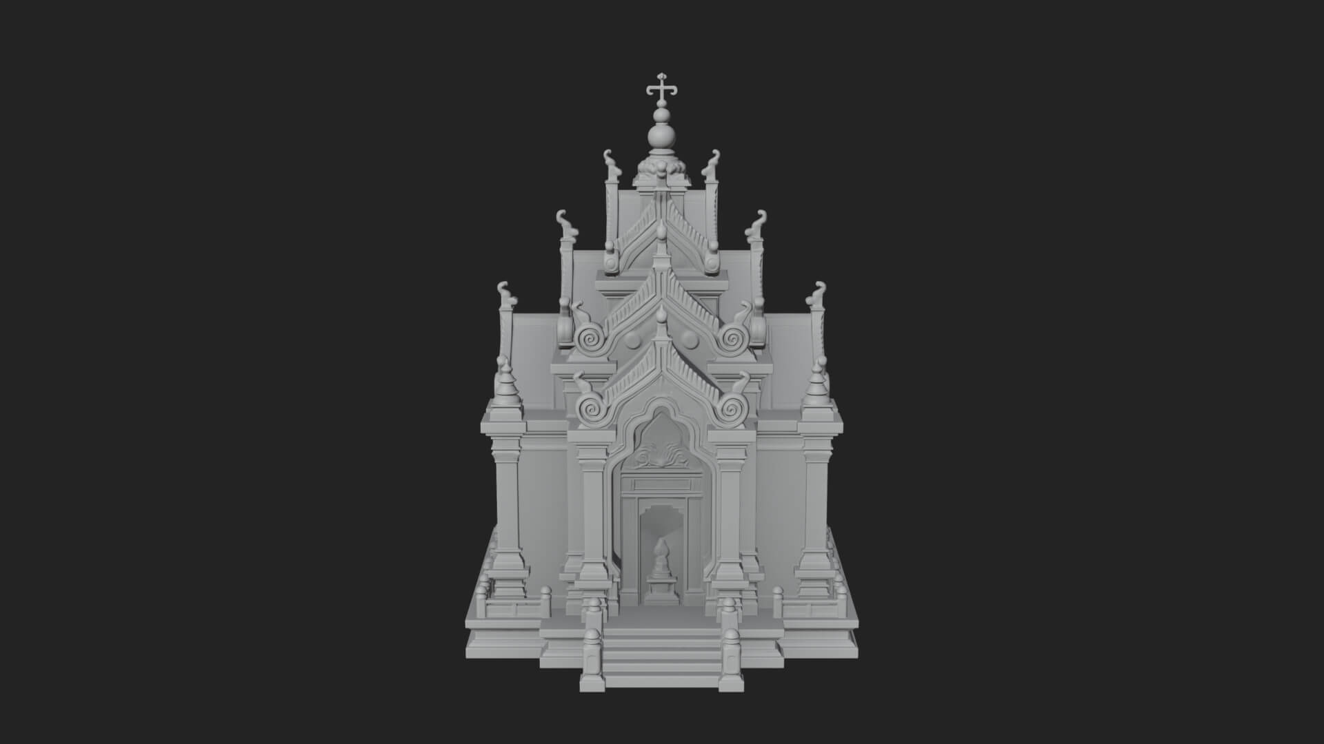 Stepped Shrine Temple Design 4 3D Print Model 3D Model
