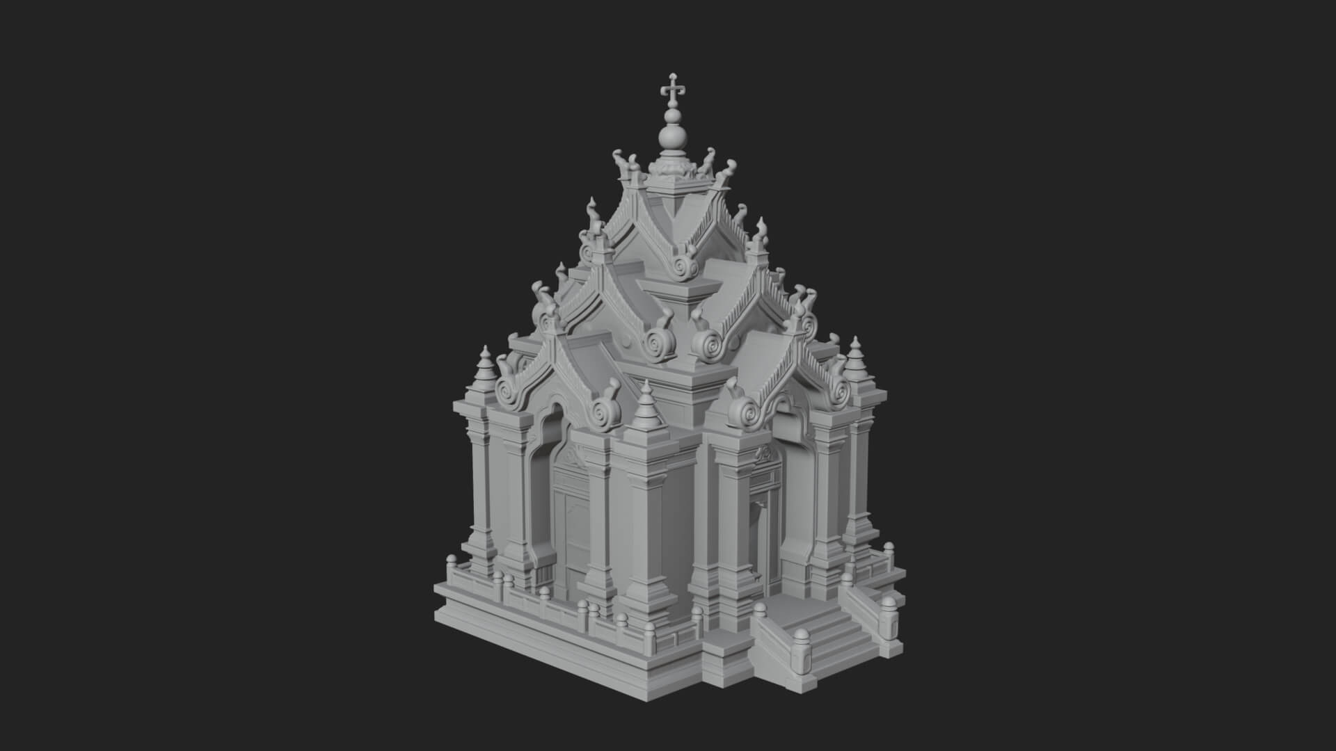 Stepped Shrine Temple Design 4 3D Print Model 3D Model