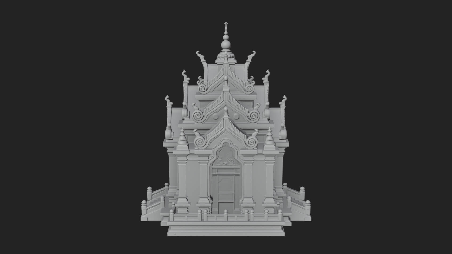 Stepped Shrine Temple Design 4 3D Print Model 3D Model