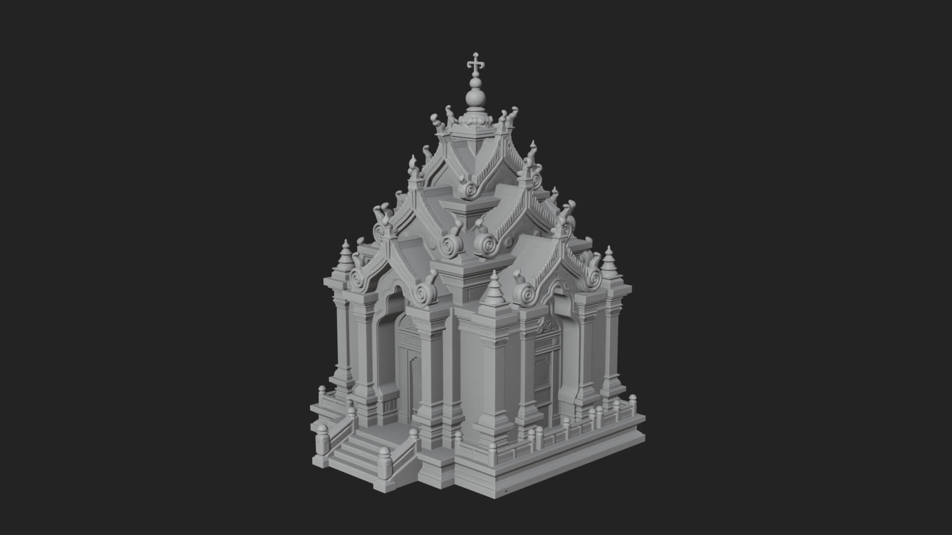 Stepped Shrine Temple Design 4 3D Print Model 3D Model