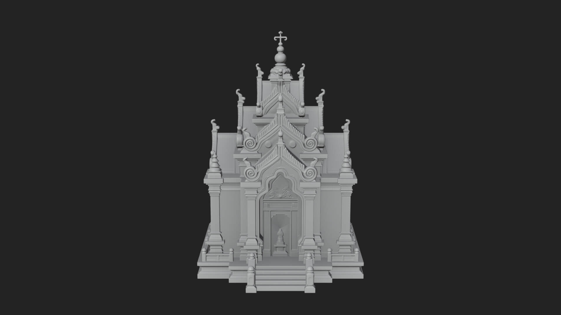 Stepped Shrine Temple Design 4 3D Print Model 3D Model