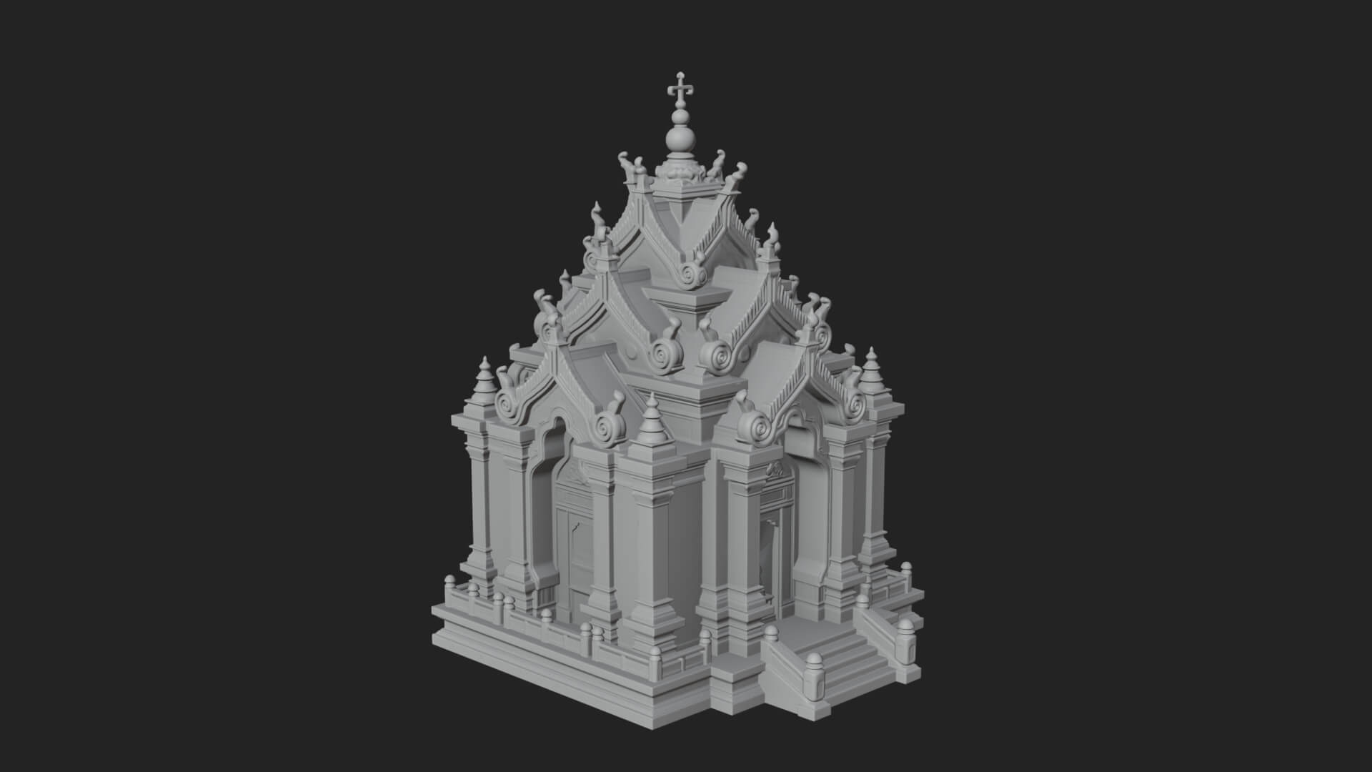 Stepped Shrine Temple Design 4 3D Print Model 3D Model