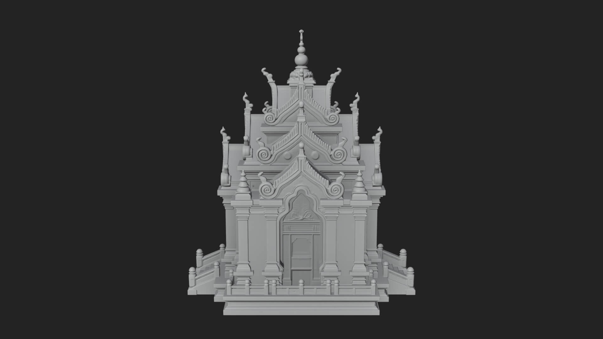 Stepped Shrine Temple Design 4 3D Print Model 3D Model