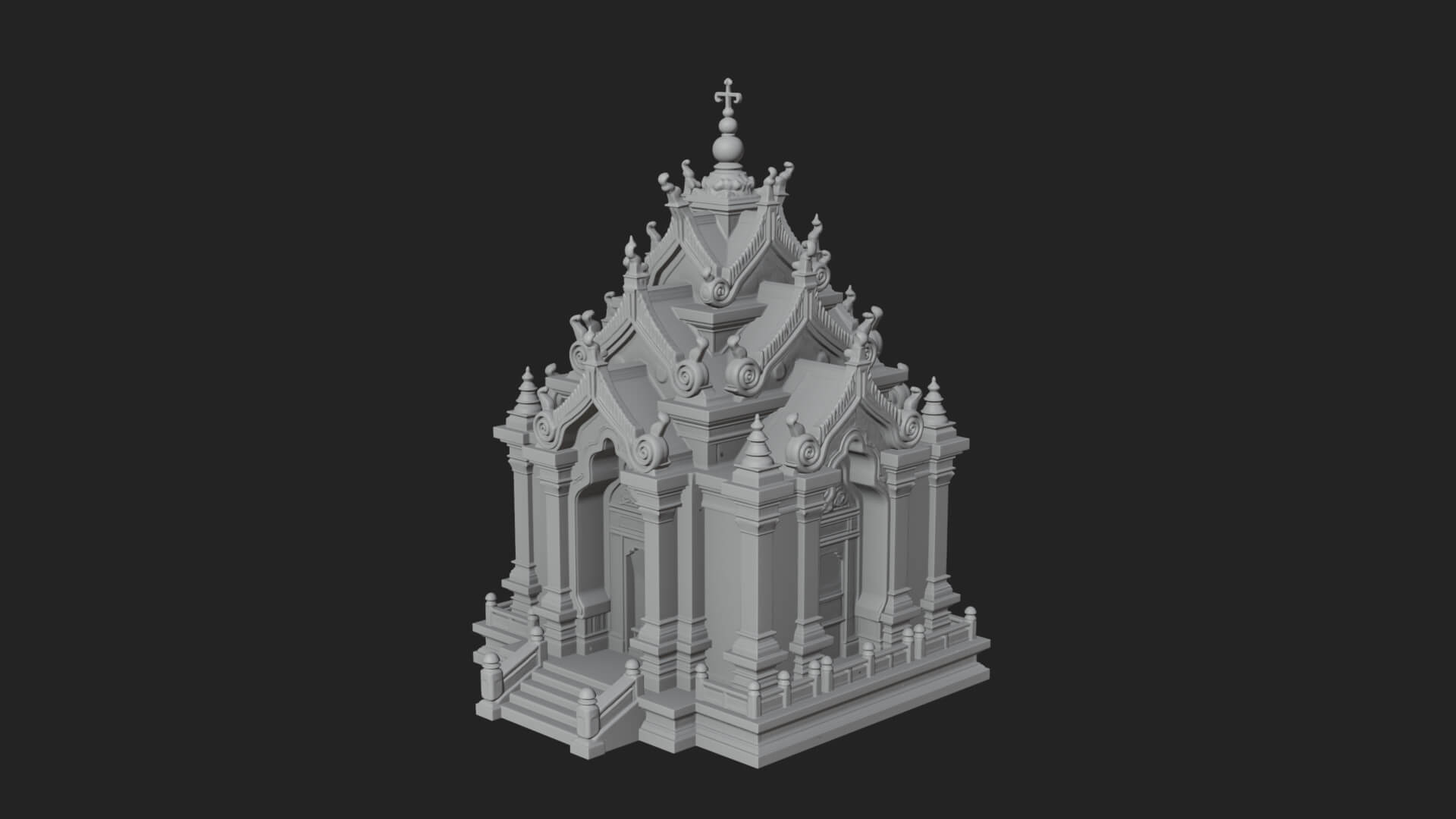 Stepped Shrine Temple Design 4 3D Print Model 3D Model