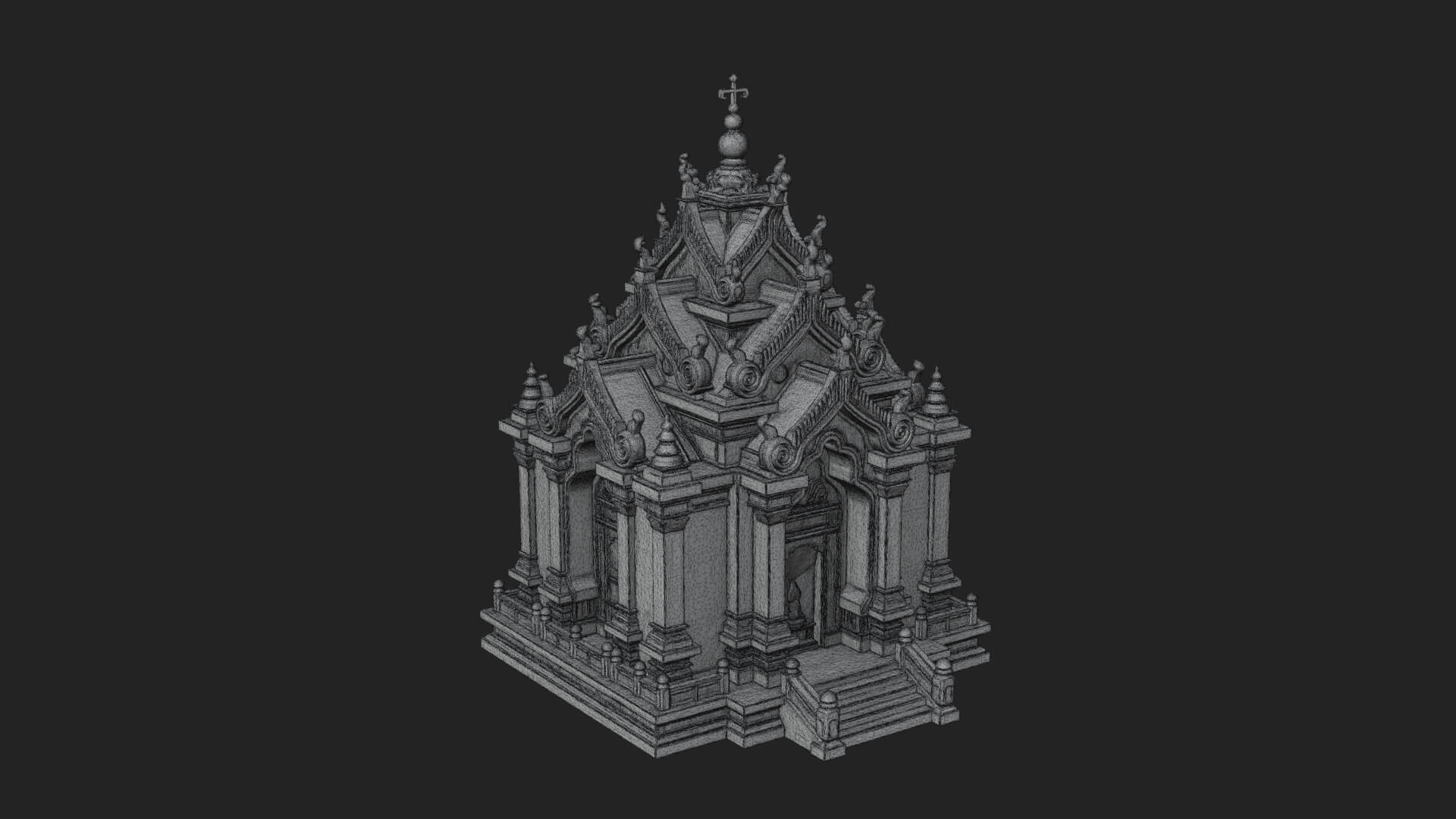 Stepped Shrine Temple Design 4 3D Print Model 3D Model