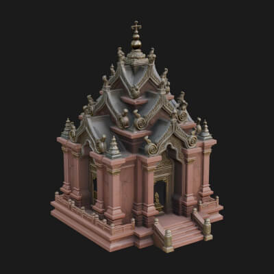 Stepped Shrine Temple Design 4 3D Print Model