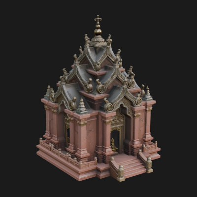 Stepped Shrine Temple Design 4 3D Print Model