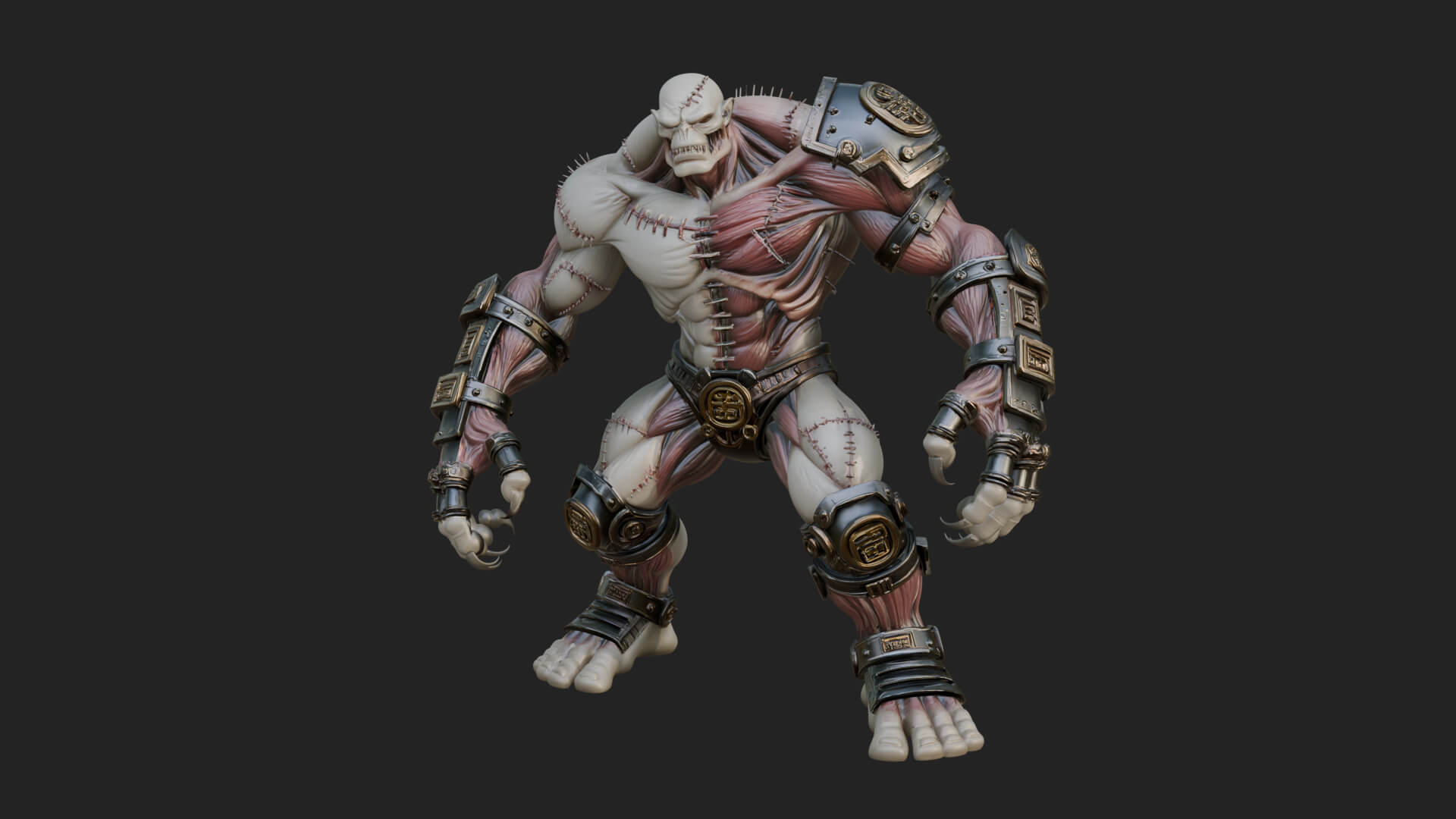 Stitched Flesh Golem Statue Design 1 3D Print Model 3D Model