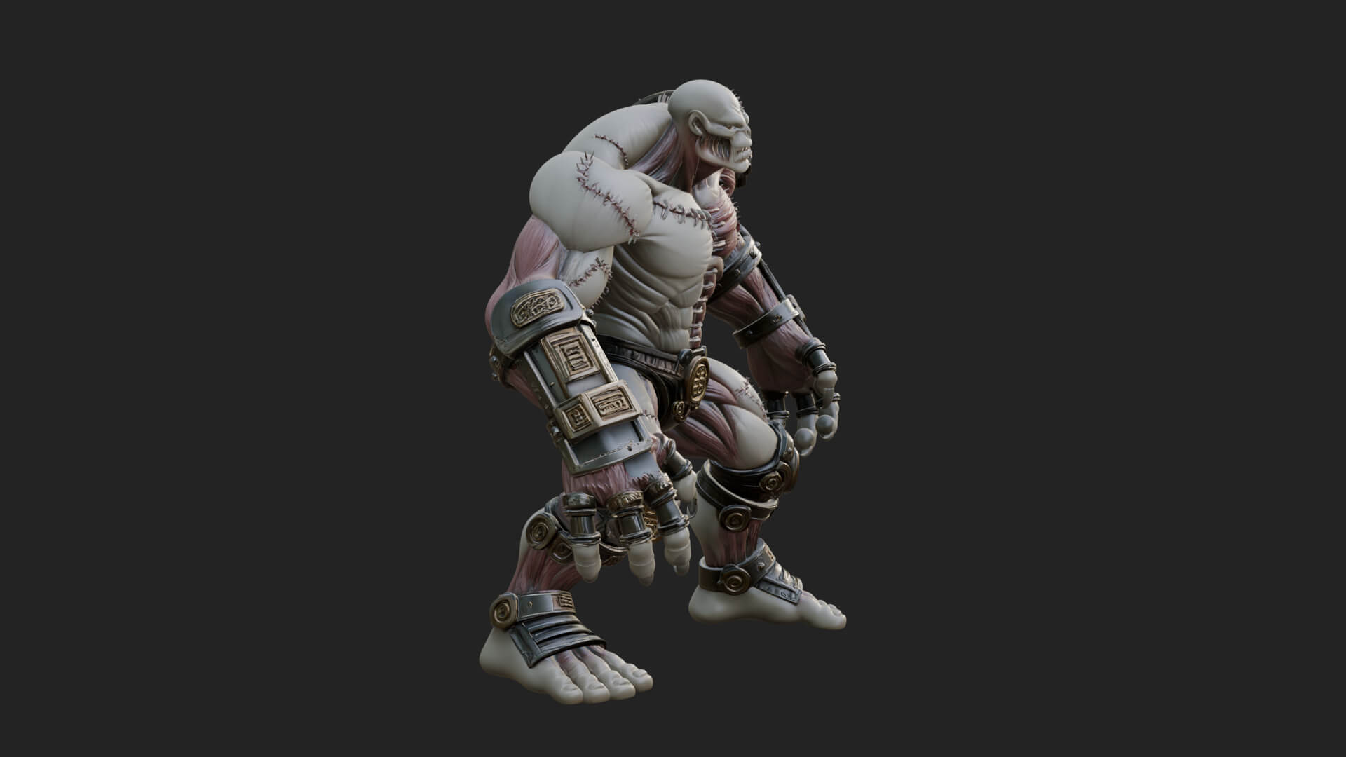 Stitched Flesh Golem Statue Design 1 3D Print Model 3D Model