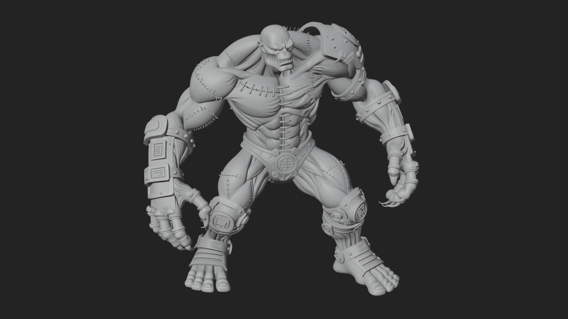 Stitched Flesh Golem Statue Design 1 3D Print Model 3D Model