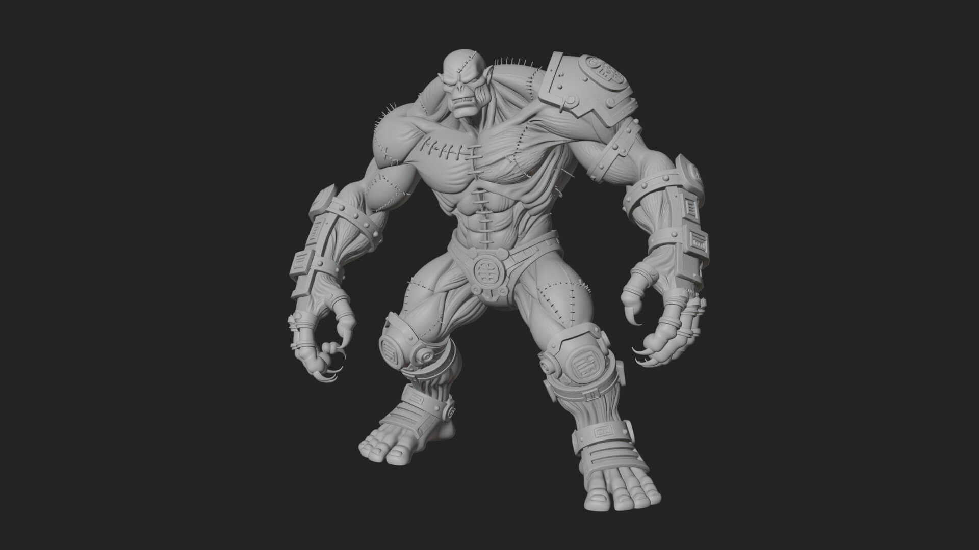 Stitched Flesh Golem Statue Design 1 3D Print Model 3D Model
