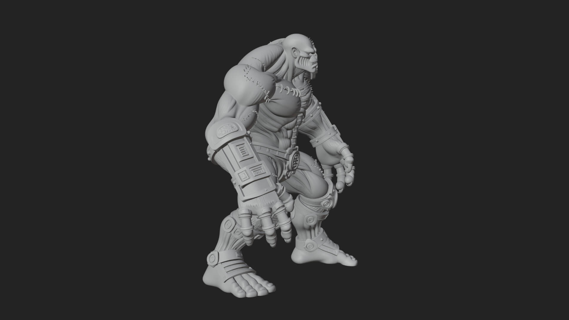Stitched Flesh Golem Statue Design 1 3D Print Model 3D Model