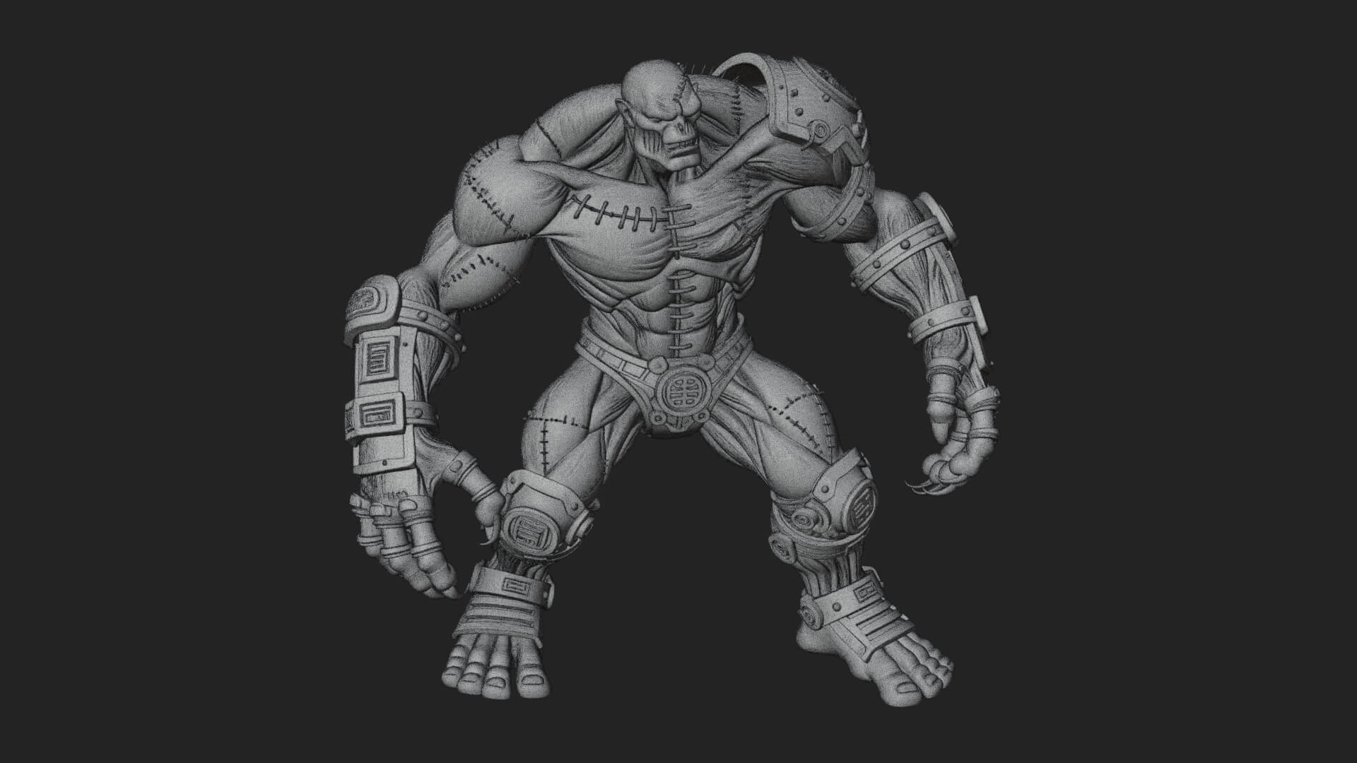 Stitched Flesh Golem Statue Design 1 3D Print Model 3D Model