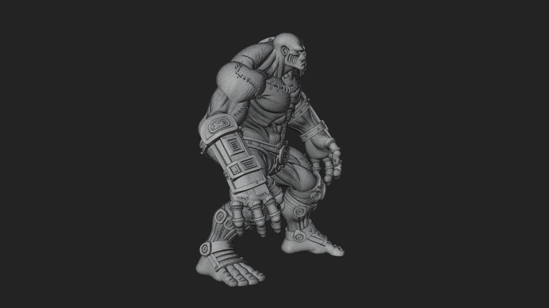 Stitched Flesh Golem Statue Design 1 3D Print Model 3D Model