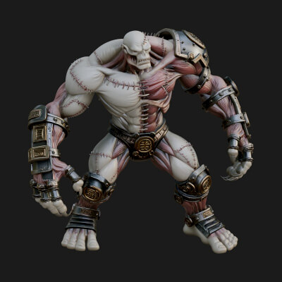 Stitched Flesh Golem Statue Design 1 3D Print Model