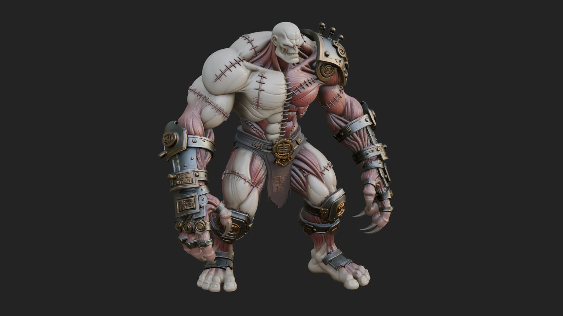 Stitched Flesh Golem Statue Design 2 3D Print Model 3D Model