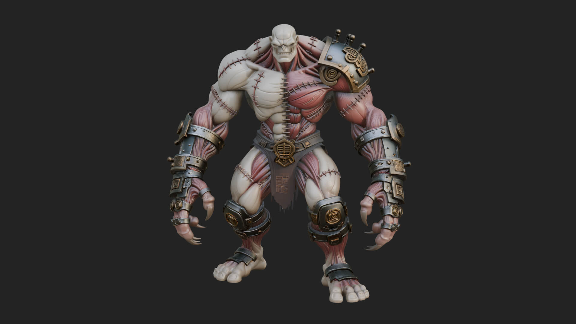 Stitched Flesh Golem Statue Design 2 3D Print Model 3D Model