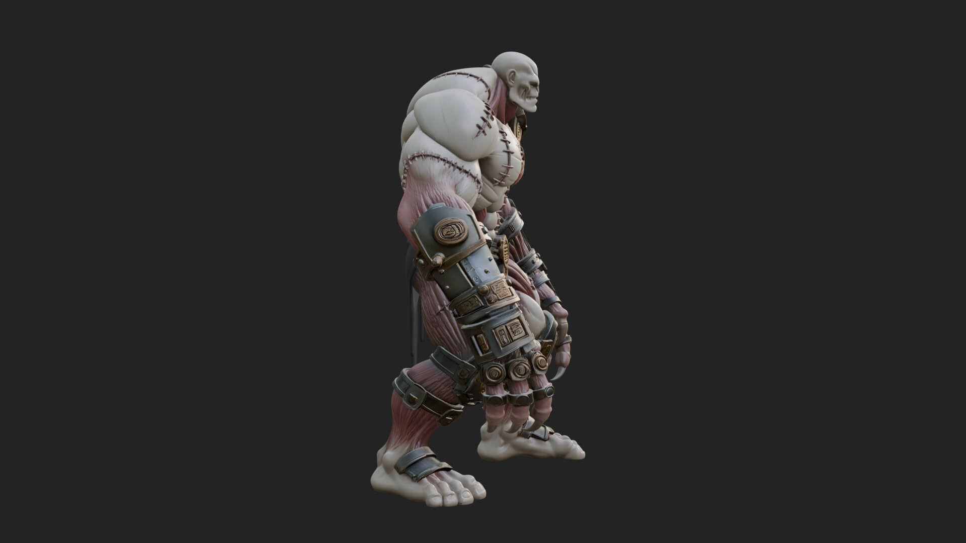Stitched Flesh Golem Statue Design 2 3D Print Model 3D Model