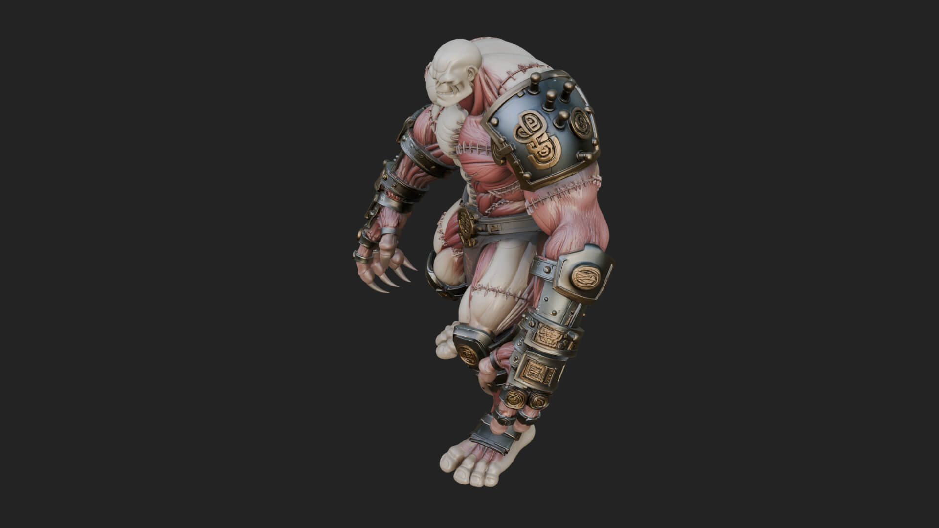 Stitched Flesh Golem Statue Design 2 3D Print Model 3D Model