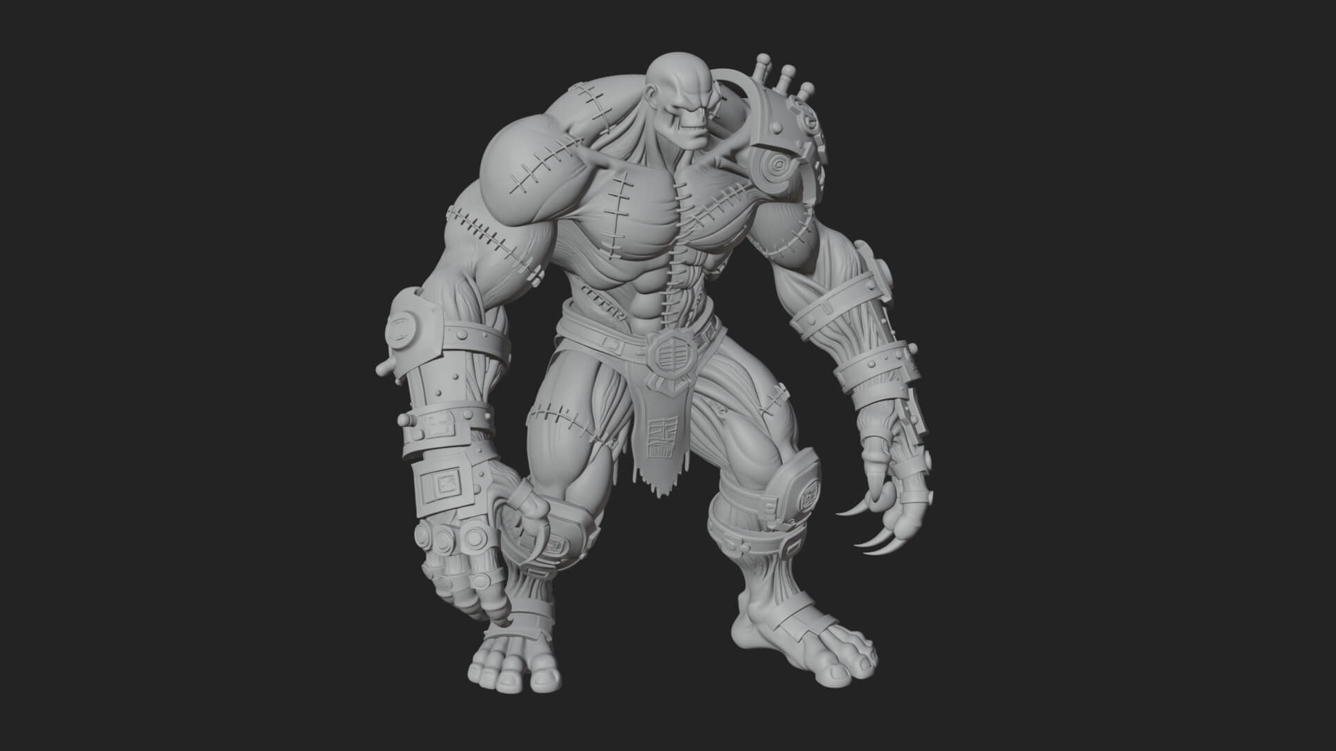 Stitched Flesh Golem Statue Design 2 3D Print Model 3D Model