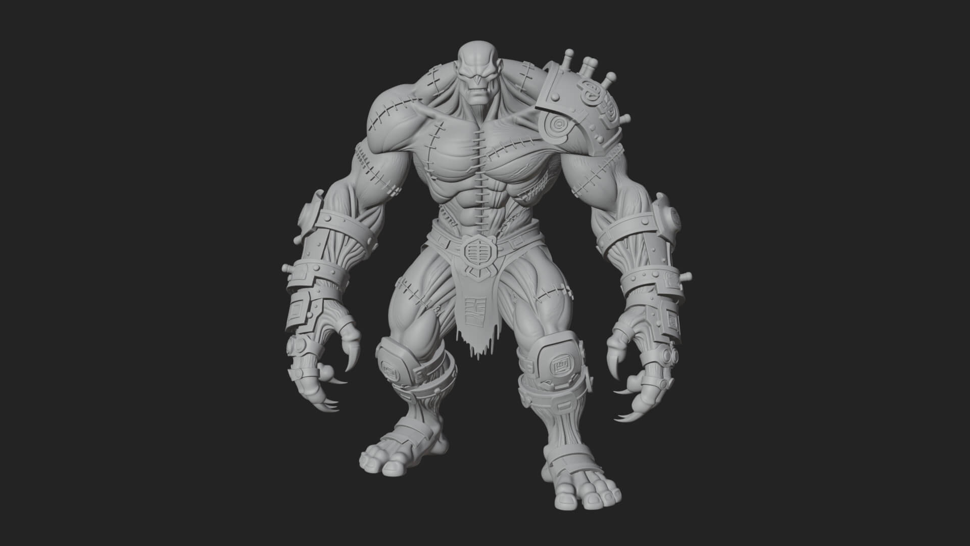 Stitched Flesh Golem Statue Design 2 3D Print Model 3D Model