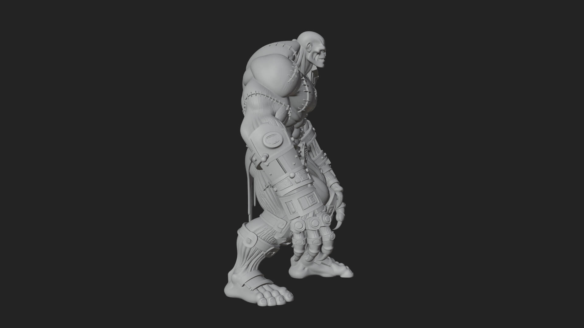 Stitched Flesh Golem Statue Design 2 3D Print Model 3D Model