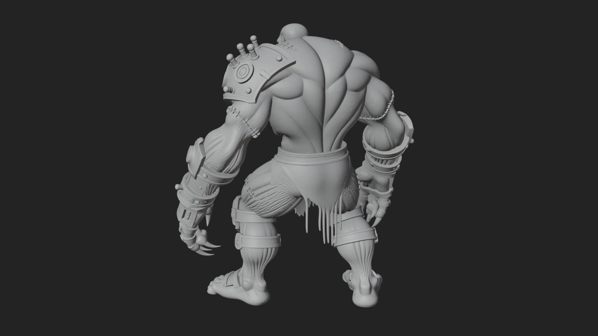 Stitched Flesh Golem Statue Design 2 3D Print Model 3D Model