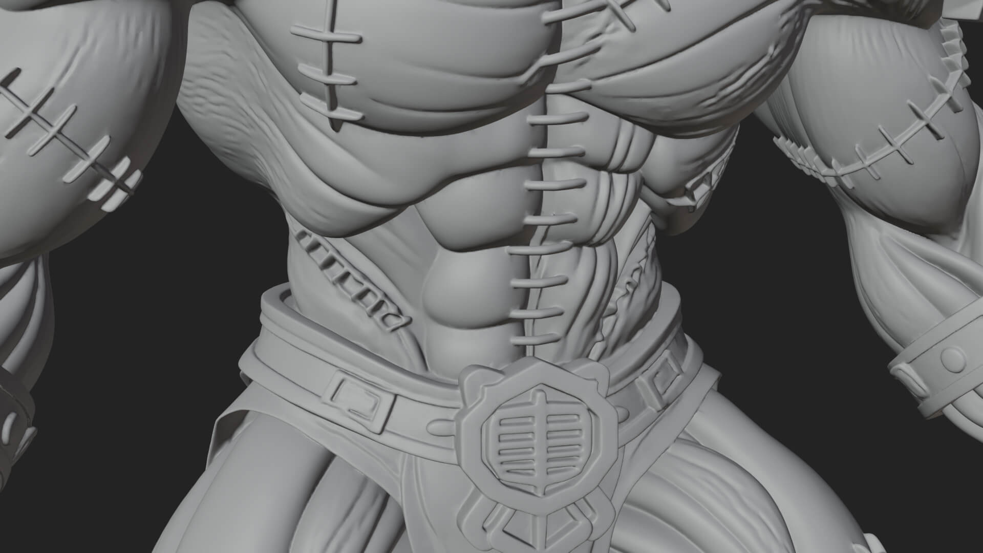 Stitched Flesh Golem Statue Design 2 3D Print Model 3D Model