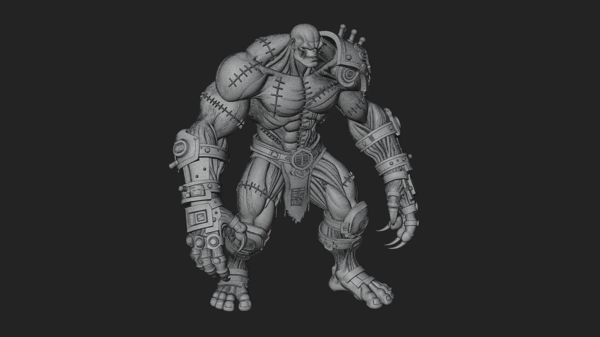 Stitched Flesh Golem Statue Design 2 3D Print Model 3D Model