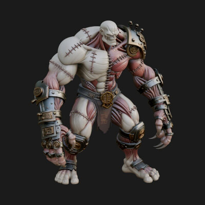 Stitched Flesh Golem Statue Design 2 3D Print Model