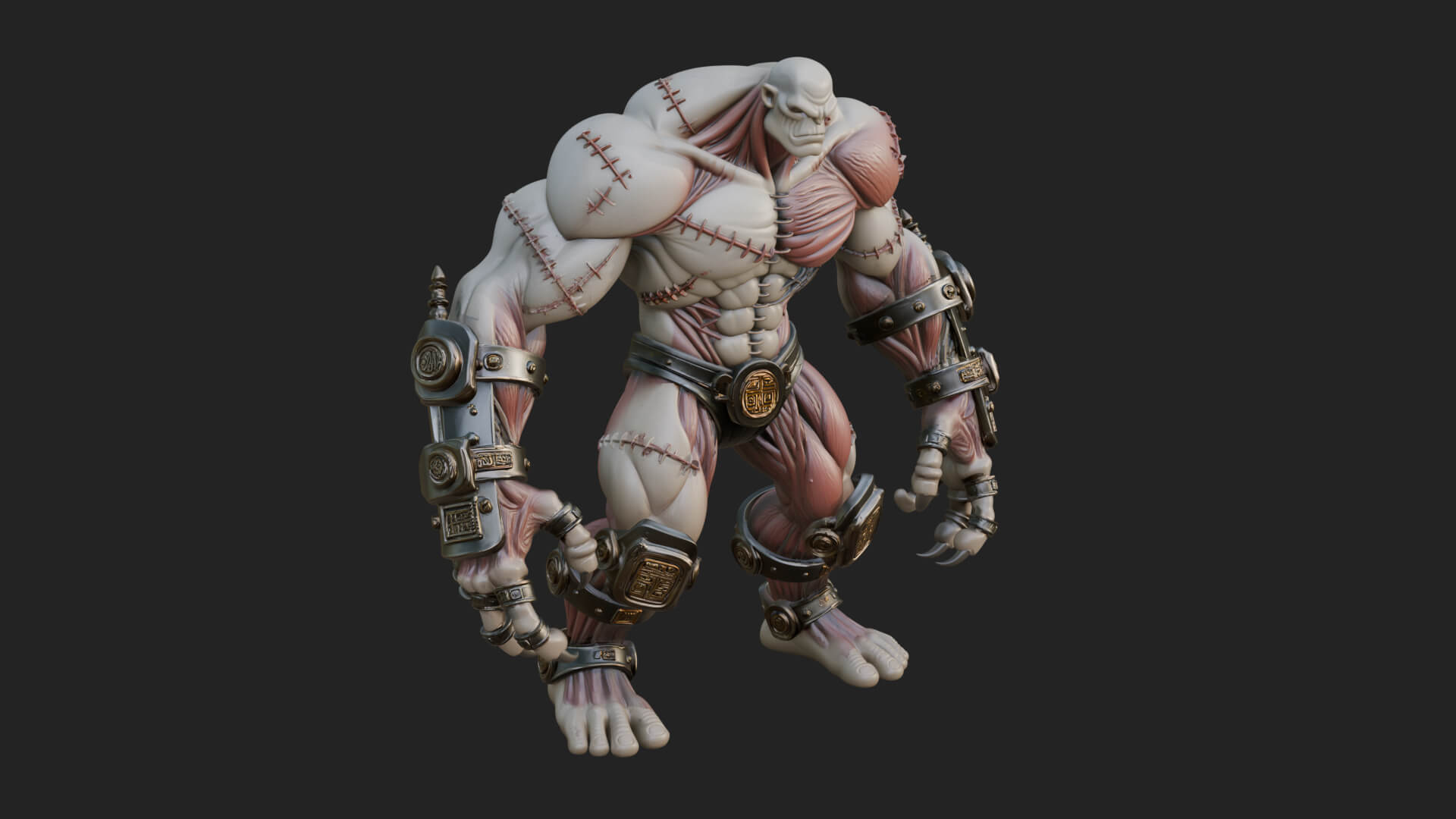 Stitched Flesh Golem Statue Design 3 3D Print Model 3D Model