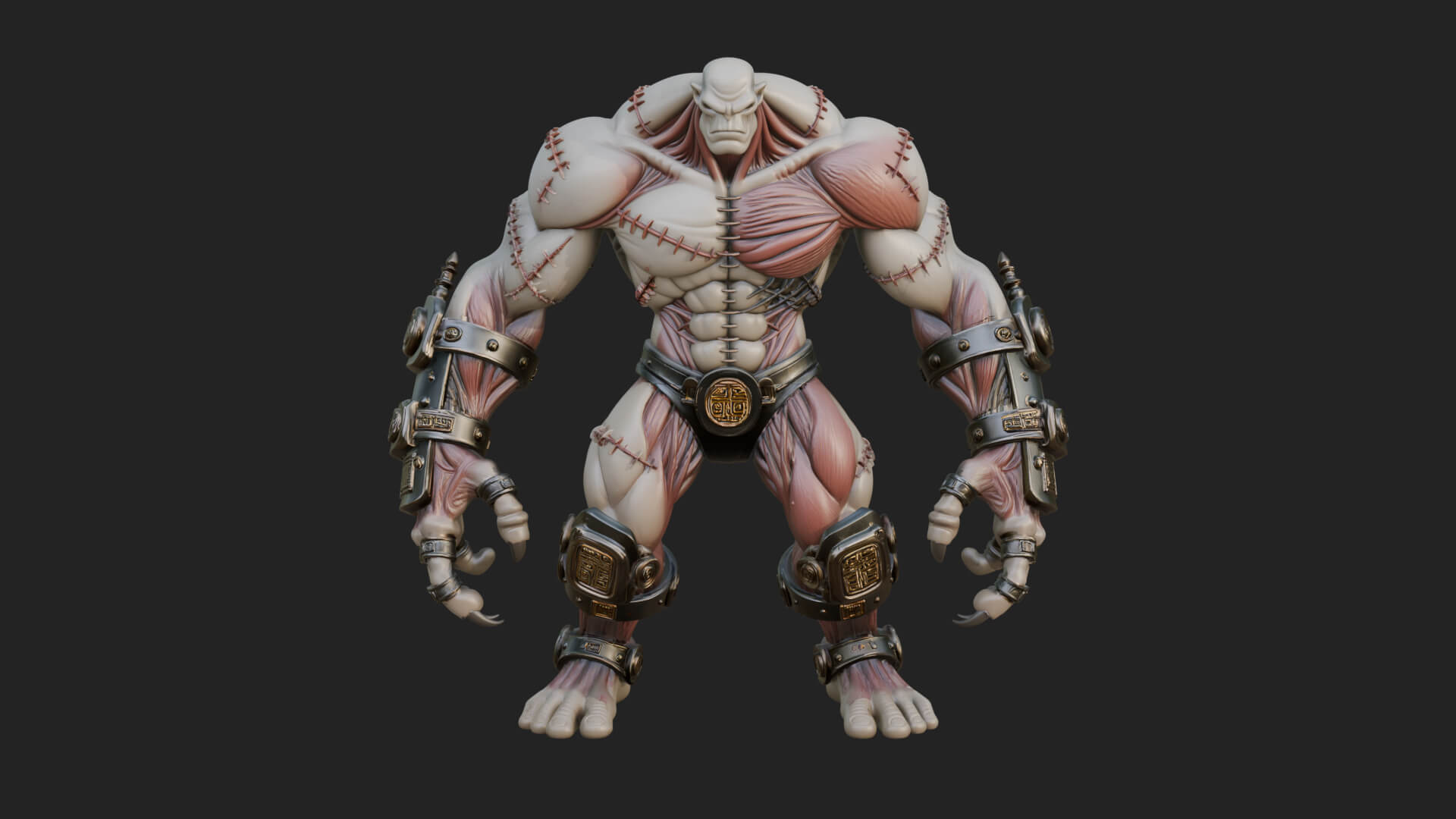 Stitched Flesh Golem Statue Design 3 3D Print Model 3D Model