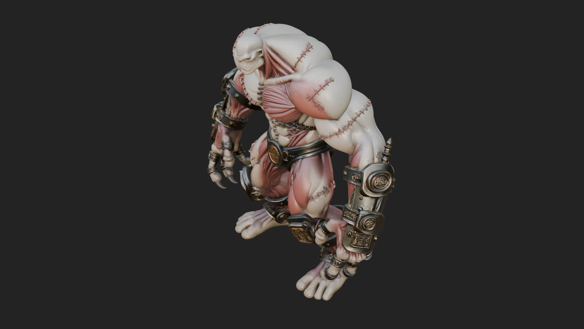 Stitched Flesh Golem Statue Design 3 3D Print Model 3D Model